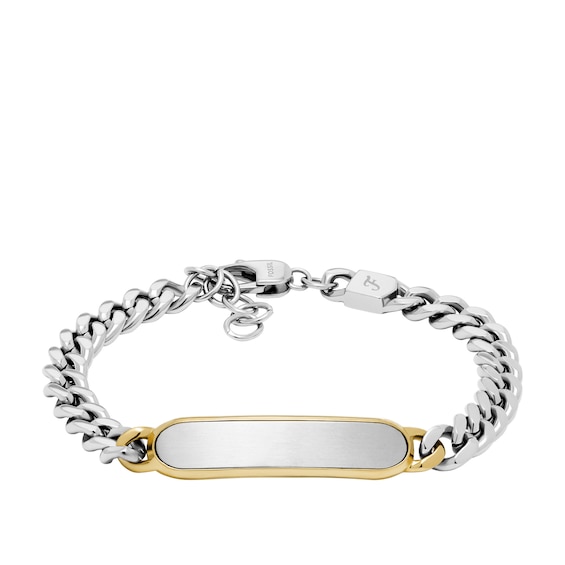 Fossil Men's Drew Stainless Steel ID Bracelet