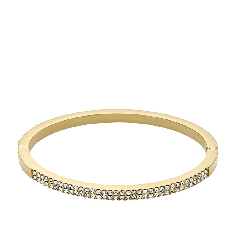 Main Image 1 of Fossil Ladies' Ellis Pavé Glitz Gold Tone Stainless Steel Bangle Bracelet