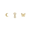 Thumbnail Image 1 of Fossil Ladies' All Stacked Up Gold Tone Brass Butterfly Earring Set