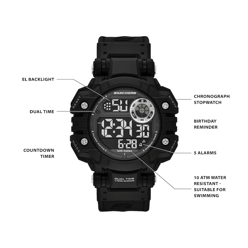 Main Image 6 of Skechers Men's Allenford Digital Black Polycarbonate Watch