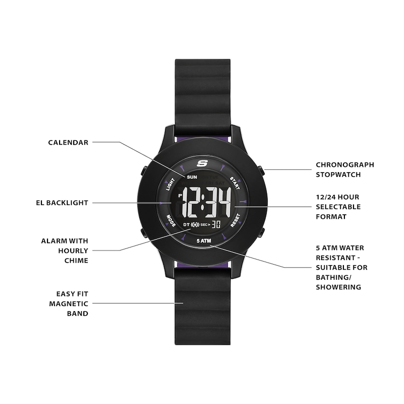 Main Image 4 of Skechers Ladies' Rosencrans Digital Black Polycarbonate Watch