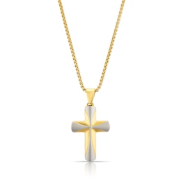 Men's Stainless Steel & Silver Tone Fancy Cross Pendant Necklace