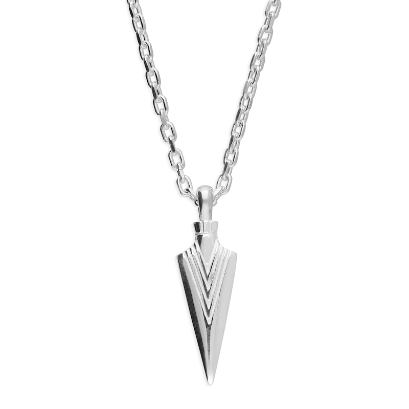 Main Image 1 of Men's Sterling Silver Arrow Pendant Necklace