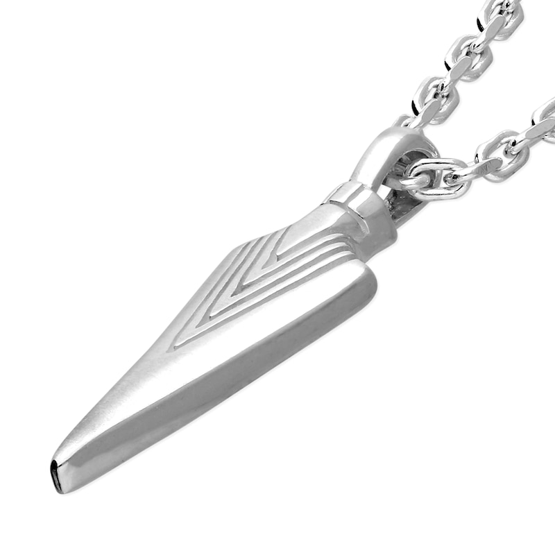 Main Image 2 of Men's Sterling Silver Arrow Pendant Necklace