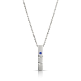 Men's Sterling Silver Created Sapphire Bar Pendant Necklace