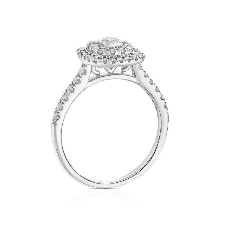 Main Image 3 of 9ct White Gold 0.50ct Diamond Double Cushion Halo Ring