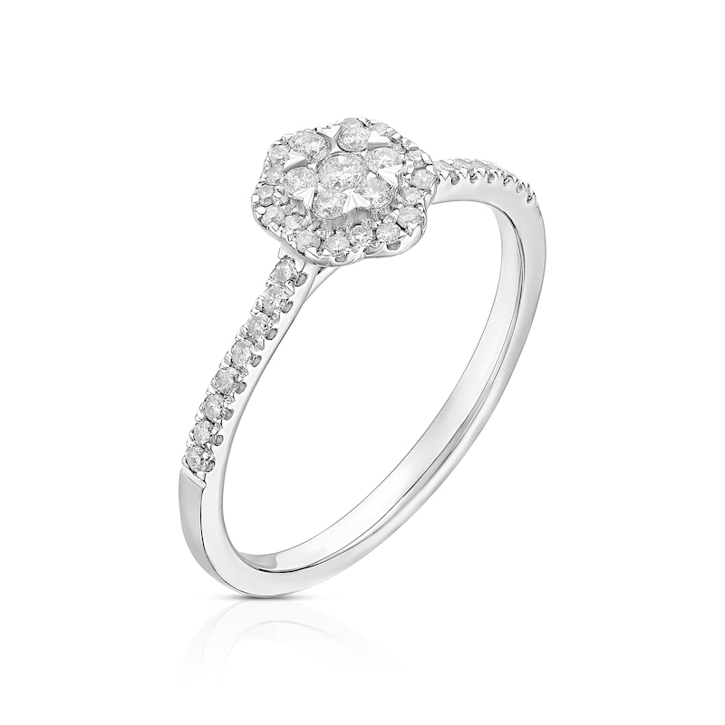 Main Image 2 of 9ct White Gold 0.25ct Diamond Flower Cluster Ring