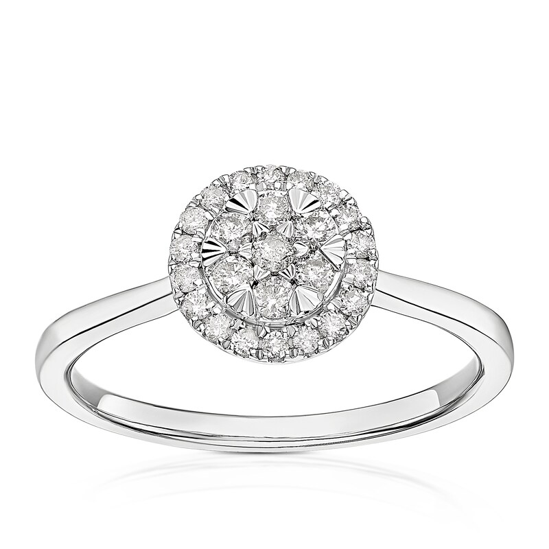 Main Image 1 of 9ct White Gold 0.25ct Diamond Cluster Ring