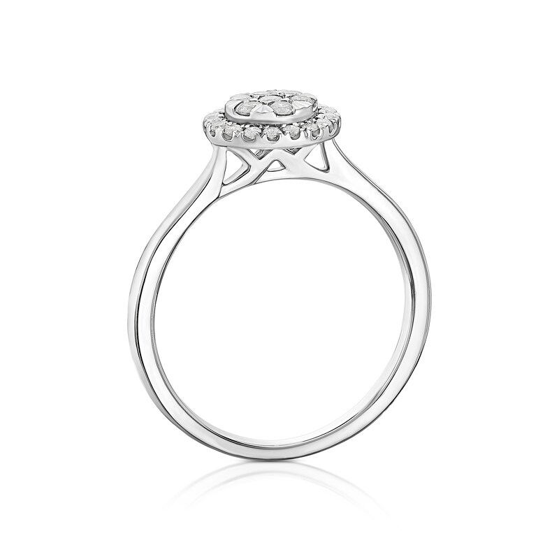 Main Image 3 of 9ct White Gold 0.25ct Diamond Cluster Ring