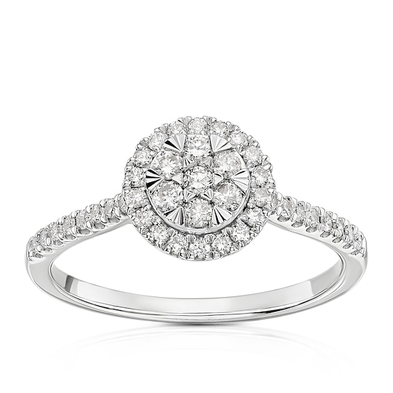 9ct White Gold 0.33ct Diamond Round Cluster Ring