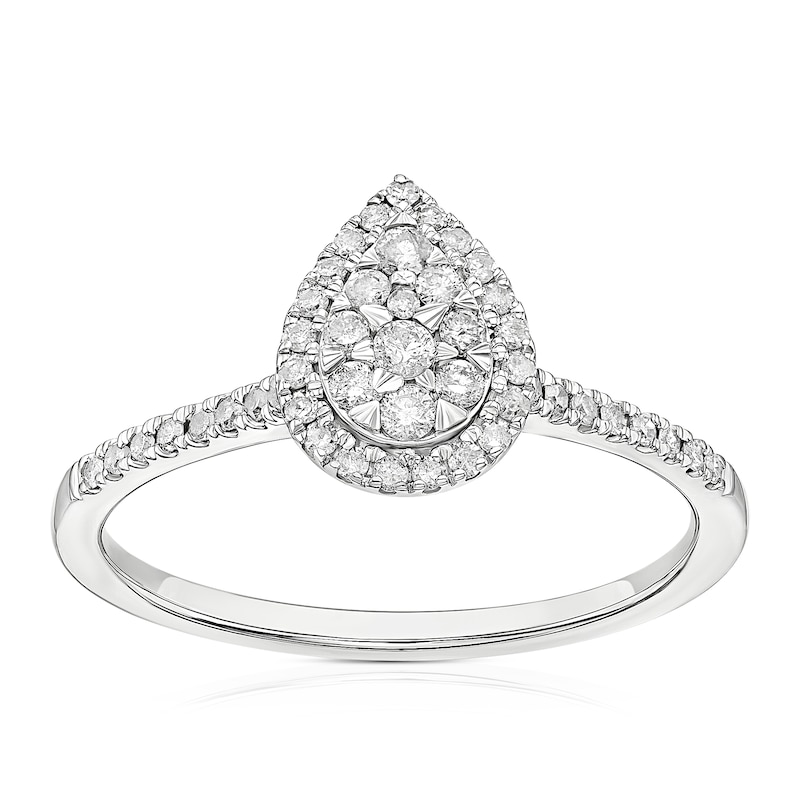 Main Image 1 of 9ct White Gold 0.25ct Diamond Pear Cluster Ring