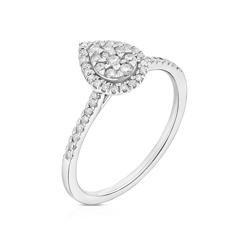 Main Image 2 of 9ct White Gold 0.25ct Diamond Pear Cluster Ring