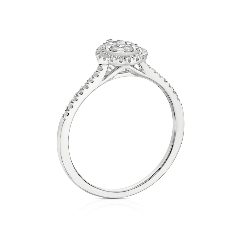 Main Image 3 of 9ct White Gold 0.25ct Diamond Pear Cluster Ring