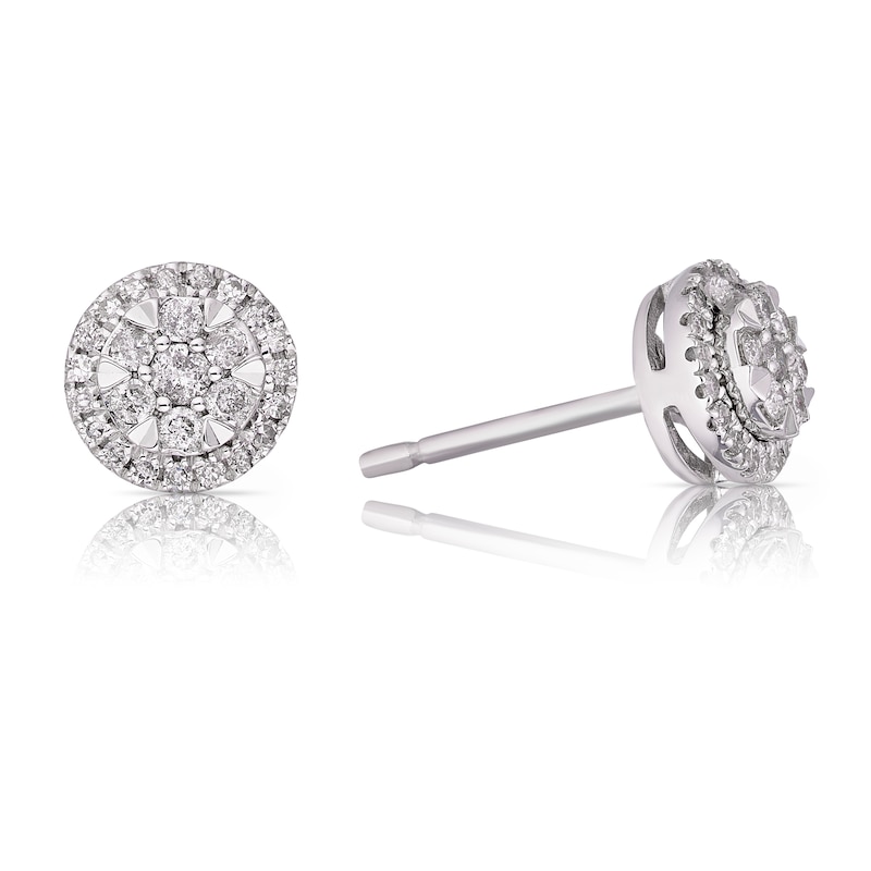 Main Image 1 of 9ct White Gold 0.25ct Diamond Illusion Cluster Stud Earrings