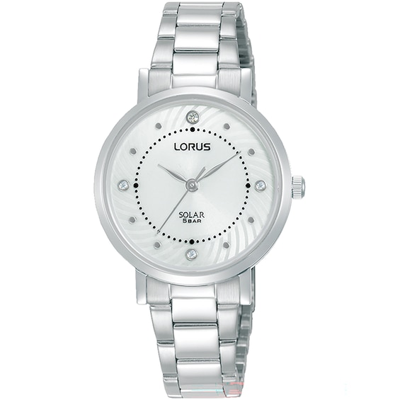 Lorus Solar Women's White Dial Stainless Bracelet Watch