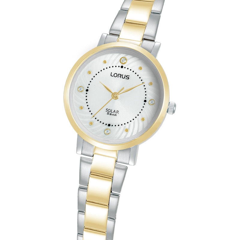 Main Image 2 of Lorus Solar Ladies' White Dial Two Tone Stainless Bracelet Watch