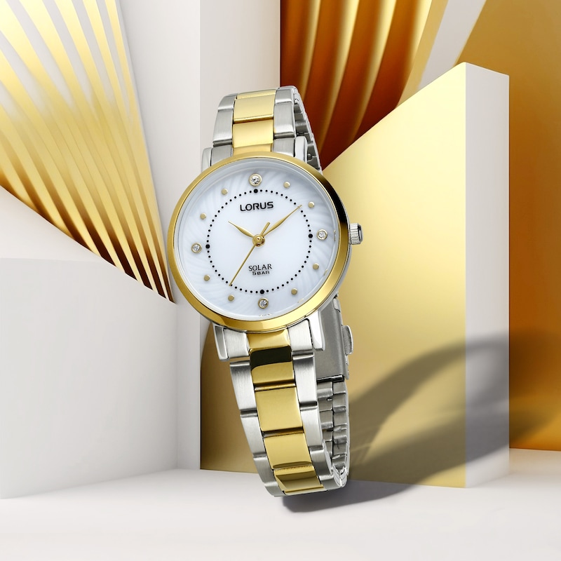 Main Image 5 of Lorus Solar Ladies' White Dial Two Tone Stainless Bracelet Watch