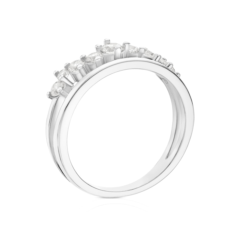 Main Image 3 of Sterling Silver Rhodium Plated Cubic Zirconia Double Band Ring