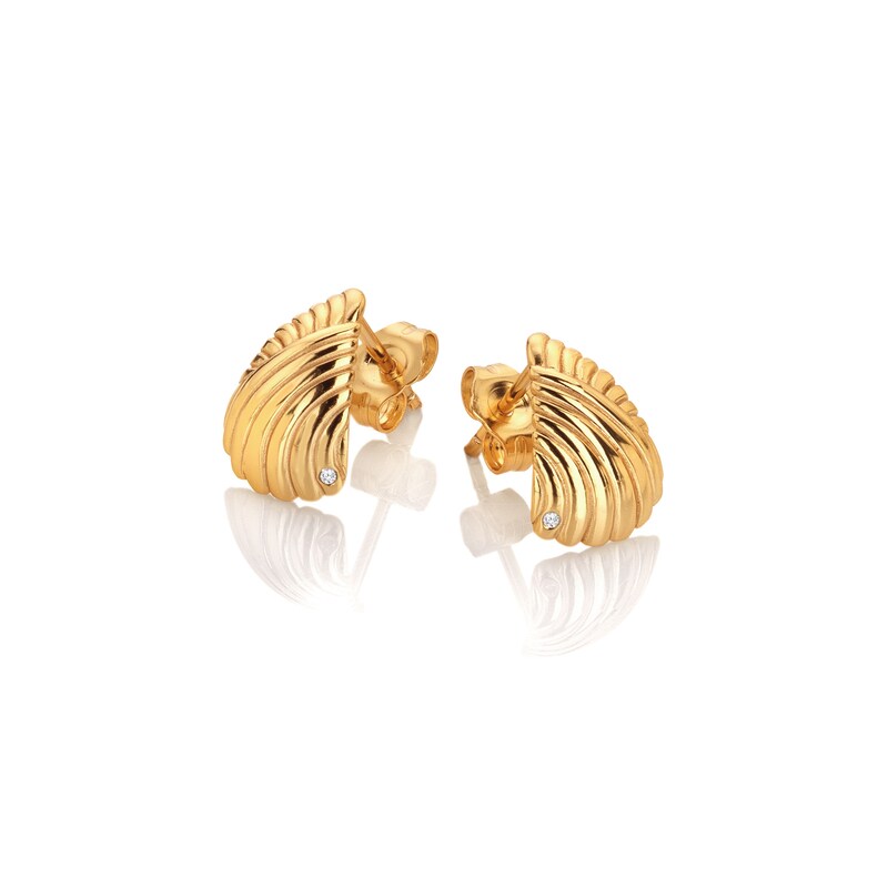 Main Image 1 of Hot Diamonds X Gold Edit Paris 18ct Gold Plated Shell Stud Earrings