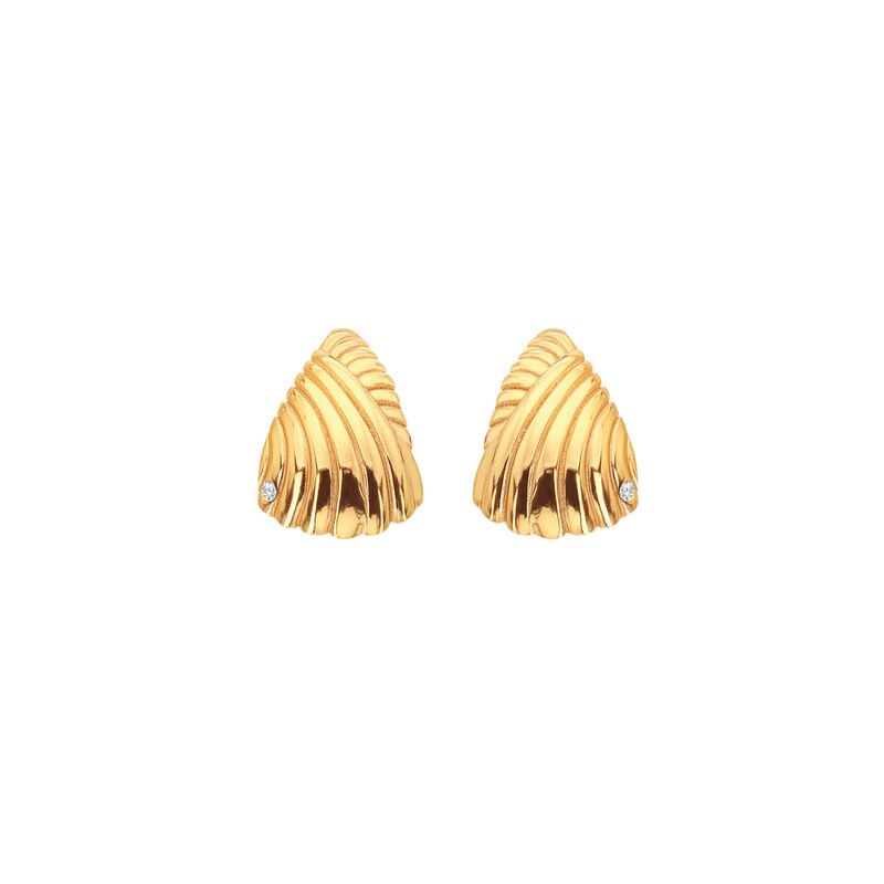 Main Image 2 of Hot Diamonds X Gold Edit Paris 18ct Gold Plated Shell Stud Earrings