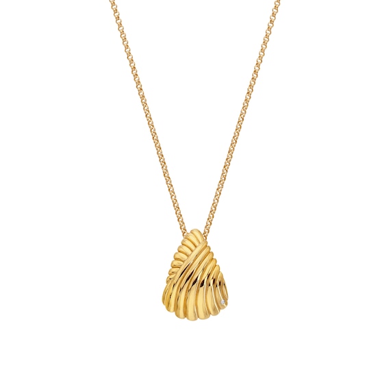 Hot Diamonds X Gold Edit Paris 18ct Gold Plated Shell Pendant Necklace