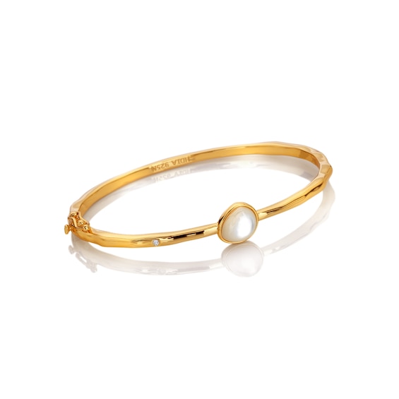 Hot Diamonds X Golden Edit Calm 18ct Gold Plated Mother Of Pearl Bangle
