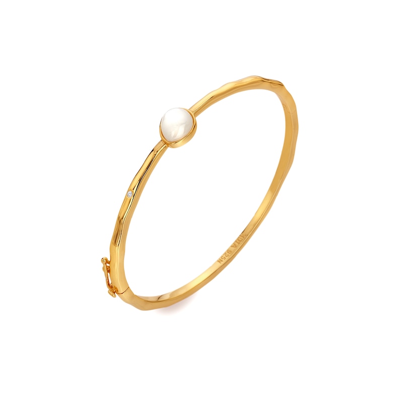 Main Image 2 of Hot Diamonds X Gold Edit Calm 18ct Gold Plated Mother Of Pearl Bangle