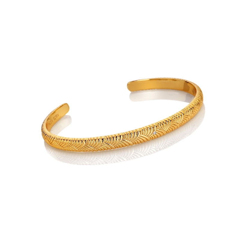 Main Image 1 of Hot Diamonds X Gold Edit Paris 18ct Gold Plated Patterned Bangle
