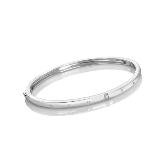 Hot Diamonds Sterling Silver Much Loved White Topaz Slim Bangle