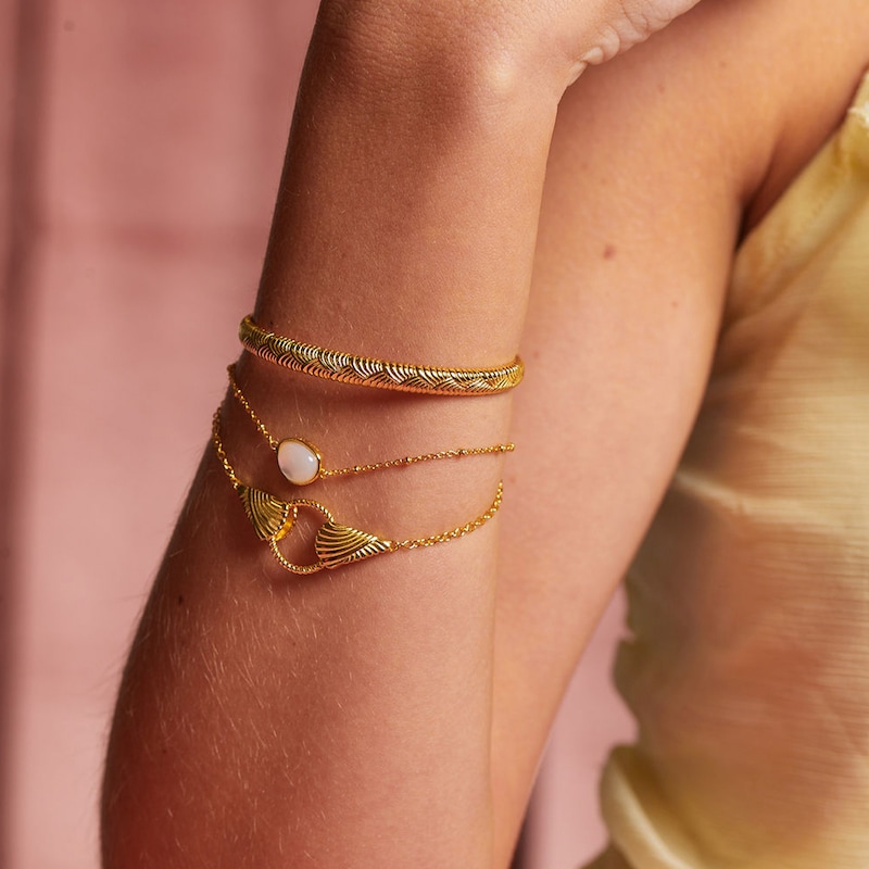 Main Image 3 of Hot Diamonds X Gold Edit Calm 18ct Gold Plated Mother Of Pearl Bracelet