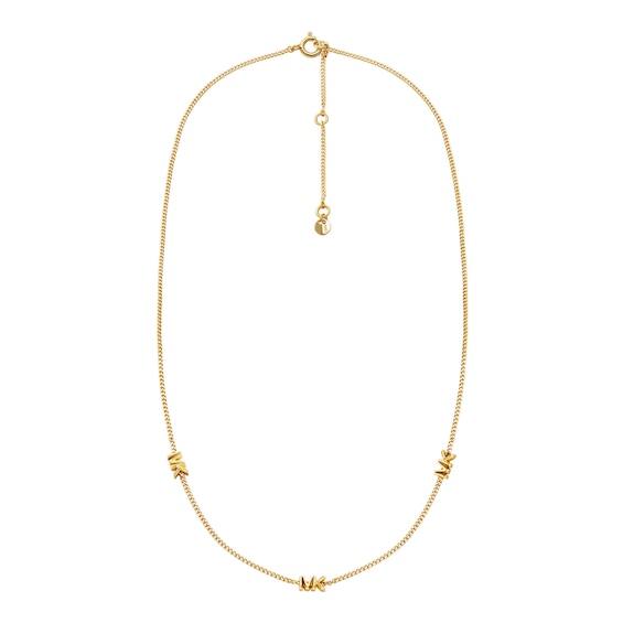 Michael Kors Womens 14ct Gold Plated Sterling Silver Station Necklace