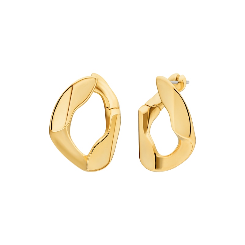 Main Image 1 of Michael Kors Ladies' 14ct Gold Plated Organic Link Hoop Earrings