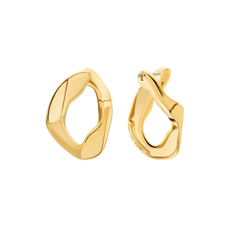 Main Image 2 of Michael Kors Ladies' 14ct Gold Plated Organic Link Hoop Earrings