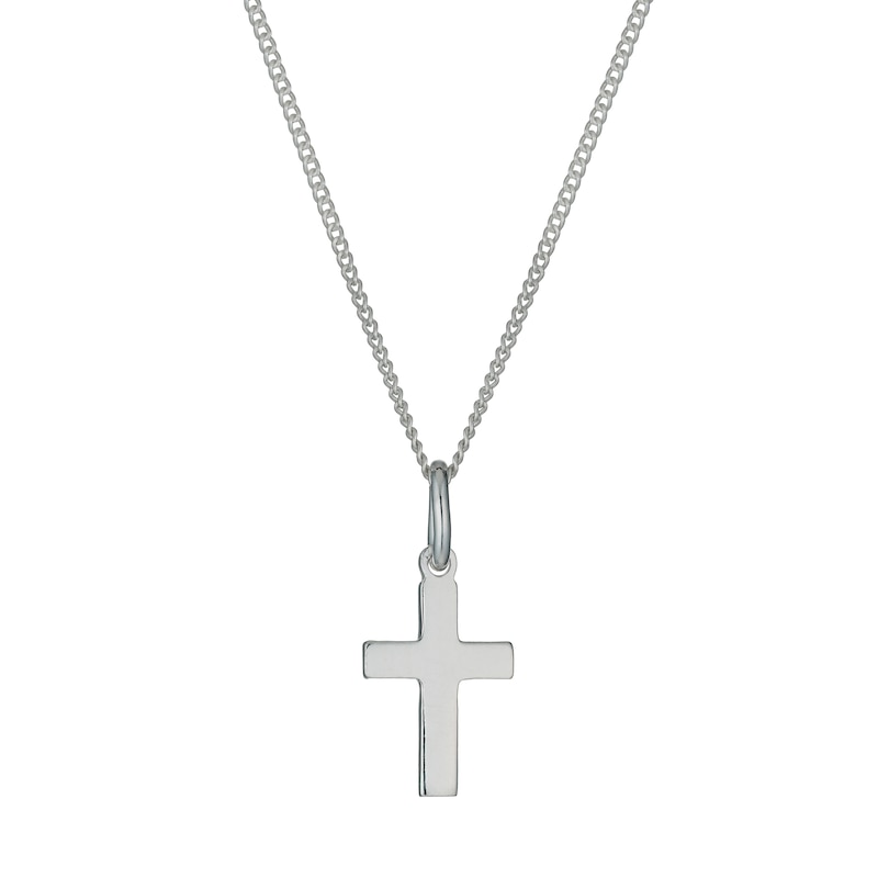 Main Image 1 of Sterling Silver Mini Cross Pendant Necklace