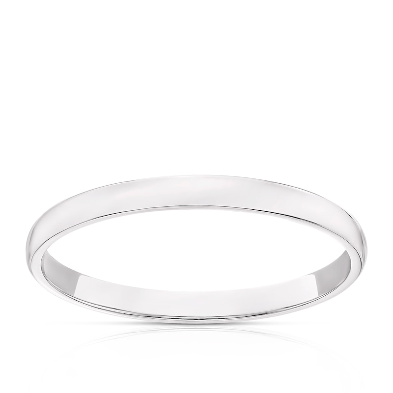 Main Image 1 of 9ct White Gold 2mm Heavy D Shape Ring