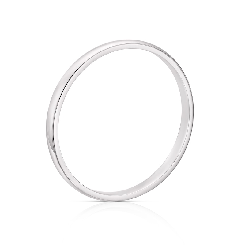 Main Image 2 of 9ct White Gold 2mm Heavy D Shape Ring