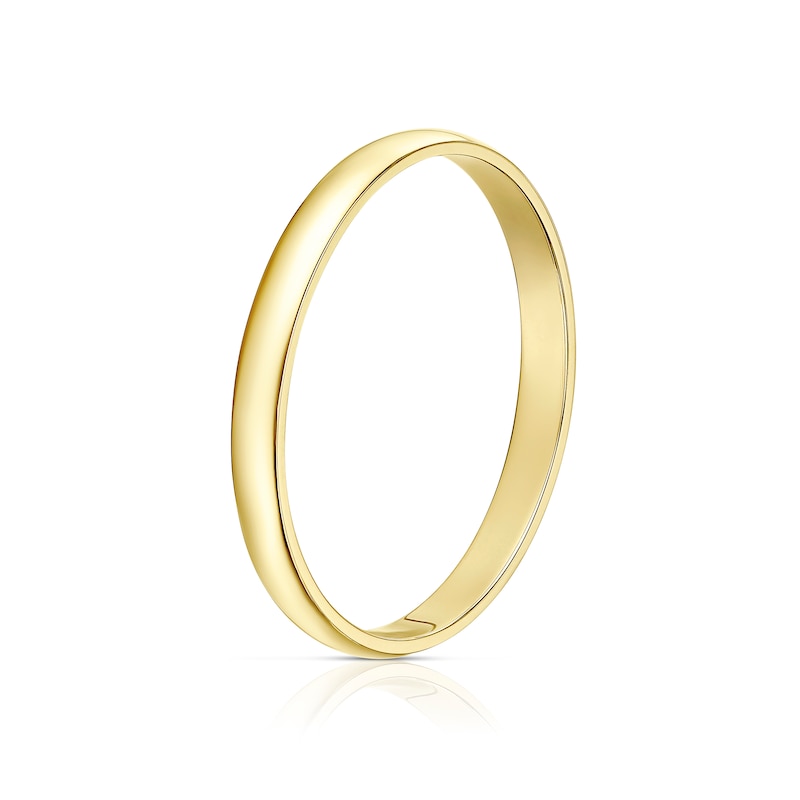 9ct Yellow Gold 2mm Heavy D Shape Ring