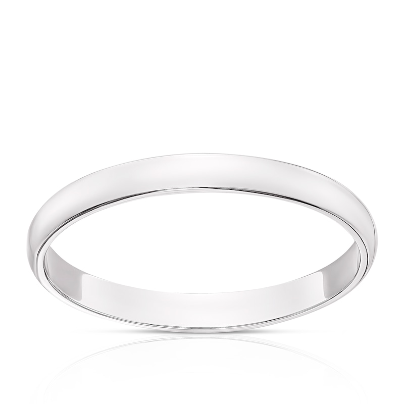 Main Image 1 of 9ct White Gold 2mm Extra Heavy D Shape Ring