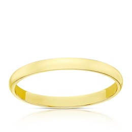 9ct Yellow Gold 2mm Extra Heavy D Shape Ring