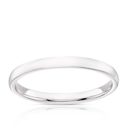 9ct White Gold 2mm Super Heavy Court Ring