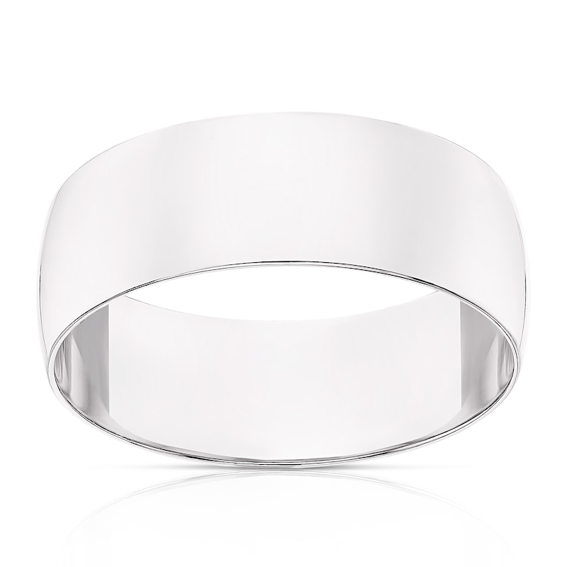 Main Image 1 of 9ct White Gold 7mm Heavy D Shape Ring