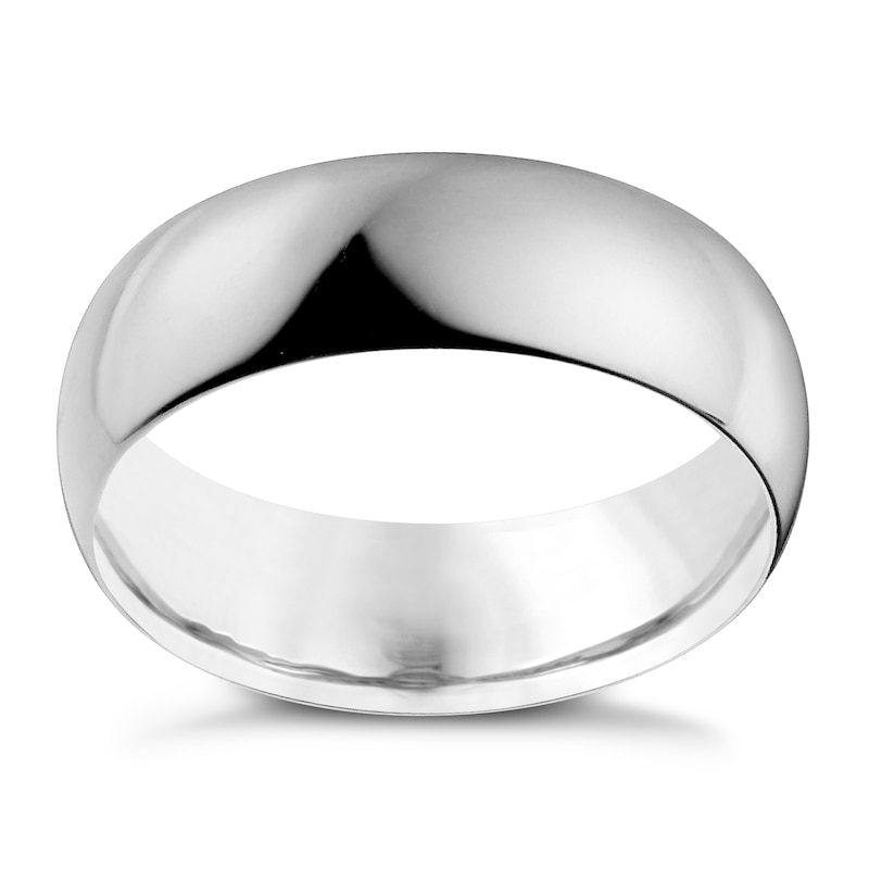 Main Image 1 of 9ct White Gold 7mm Extra Heavy D Shape Ring