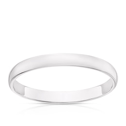 18ct White Gold 2mm Heavy D Shape Ring