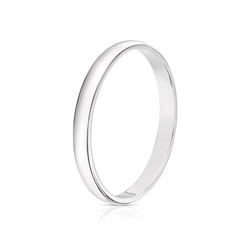 18ct White Gold 2mm Heavy D Shape Ring