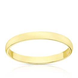 18ct Yellow Gold 2mm Heavy D Shape Ring