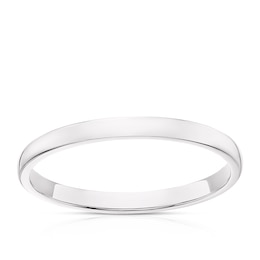 18ct White Gold 2mm Extra Heavy D Shape Ring