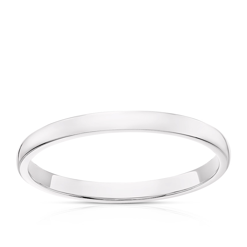 Main Image 1 of 18ct White Gold 2mm Extra Heavy D Shape Ring