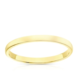 18ct Yellow Gold 2mm Extra Heavy D Shape Ring