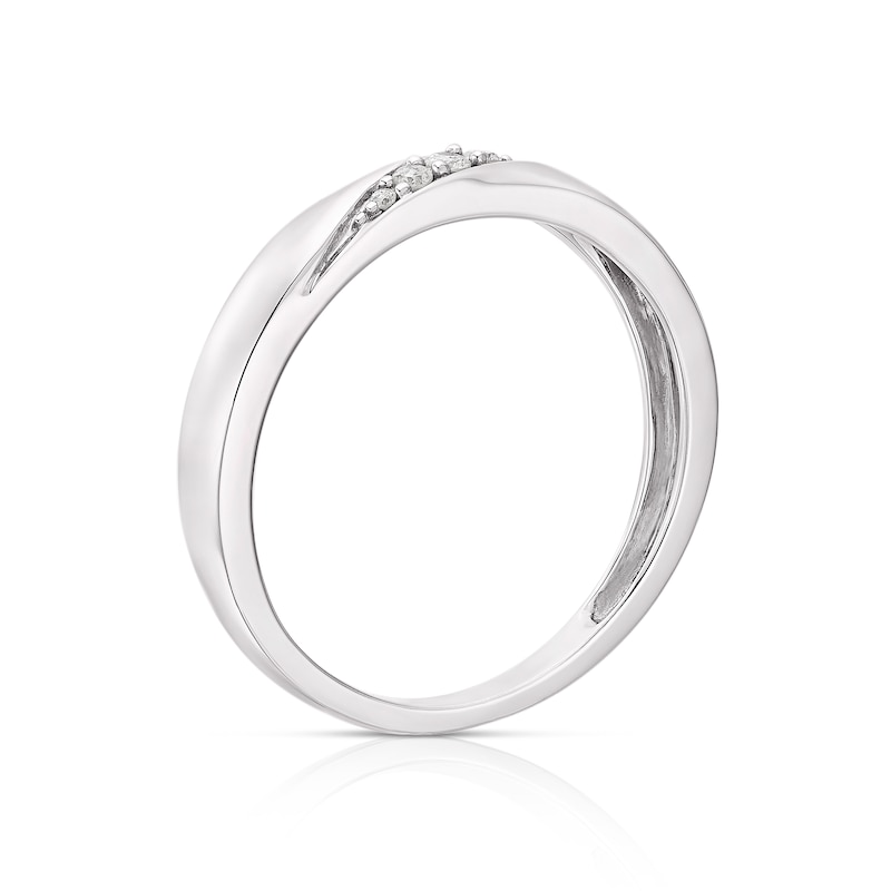 Main Image 2 of 9ct White Gold Diagonal Twist Diamond Ring