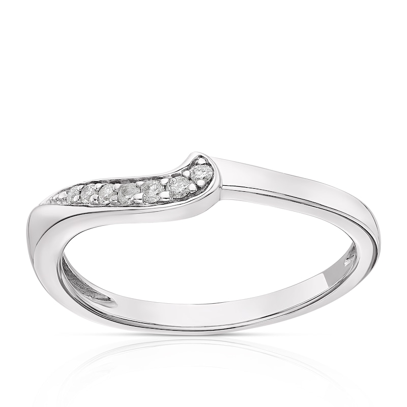 9ct White Gold Twist Shaped Diamond Ring